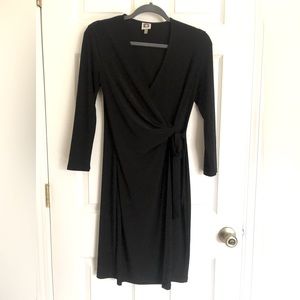 Anne Klein Classic Black Wrap Dress (Size 4)